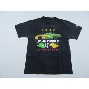 John Deere Motorsports 1996 Nascar Black Shirt Sz L Vintage